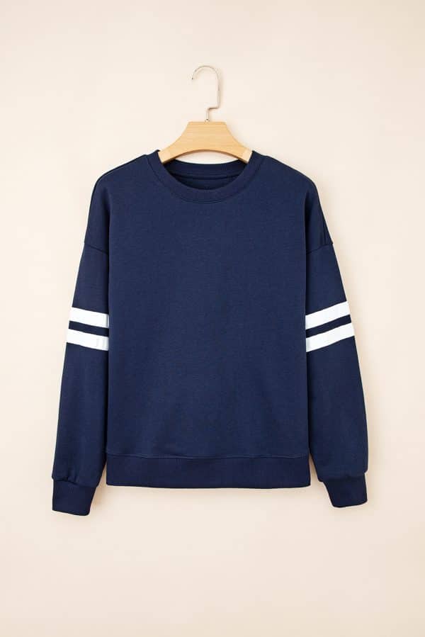 Fiery Red Varsity Striped Detail Drop Shoulder Oversized Sweatshirt