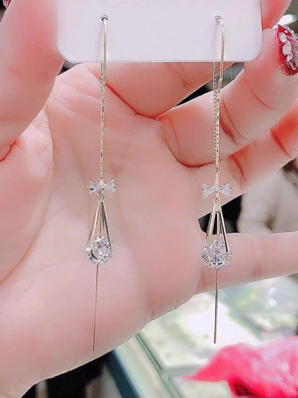 Tassel Earrings Long Water Drop Zircon