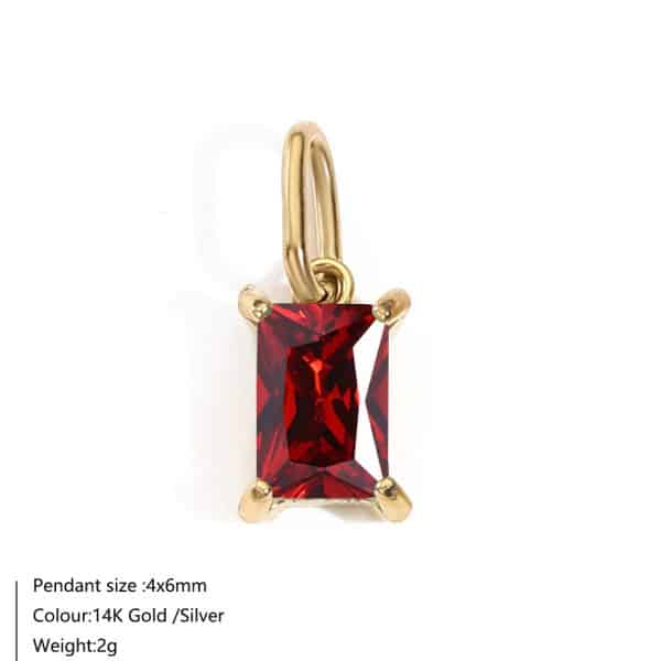 Twelve Birthstone Pendant Rectangular Zircon Accessories Pendant
