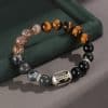 925 Silver Hoop Mantra Yellow Tiger Eyes Black Myth Wukong Men And Women Bracelet