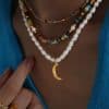 Cold Wind Pleated Texture Moon Freshwater Pearl Necklace