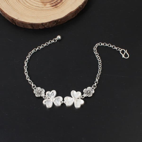 Artificial Miao Silver Ethnic Style Eardrop Frame Diy Bracelet Clover