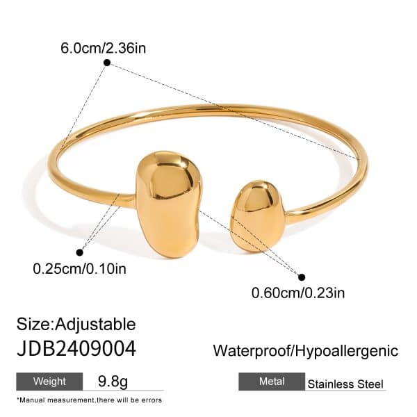 Stainless Steel Irregular Water Drop Open-ended Bracelet