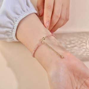 Natural Strawberry Quartz Bracelet Summer Sweet Girl Simple All-matching
