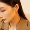 Gold Pigment Ring Earrings Female Circle Ear Studs