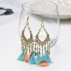 Bohemian Hollow Drop Oil Bead Long Earrings