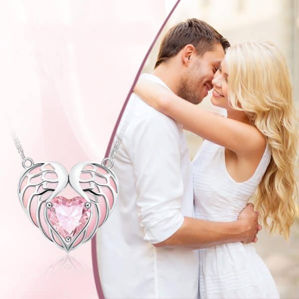 Angel Wings Heart-shaped Collarbone Necklace Angel Wings Oil Dripping Lady
