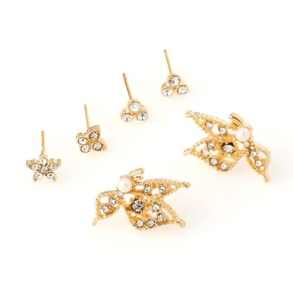 Alloy Temperament Pearl Earrings Exquisite Butterfly 6 Piece Set