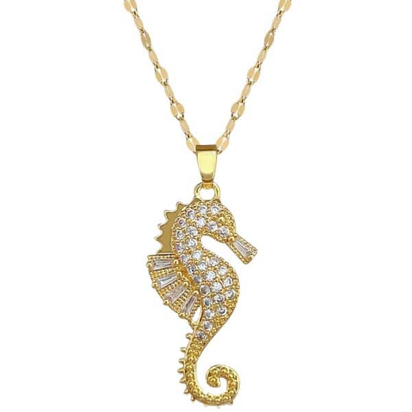 Fashion Zircon Seahorse Crab Pendant Necklace