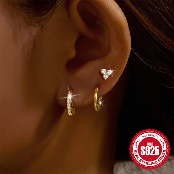 S925 Sterling Silver Classic Ear Ring High-end Temperament Earrings Women's Set