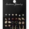 Set Of 9 Pairs Of Earrings With Zircon