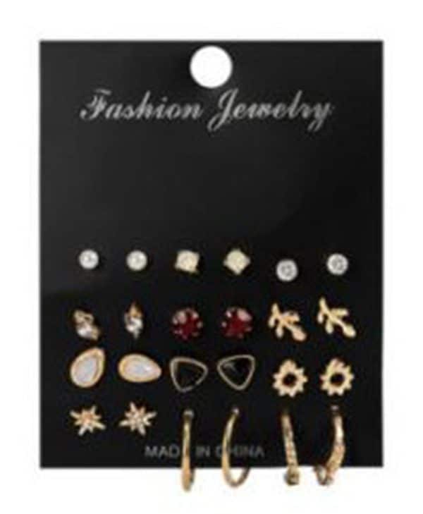 Set Of 9 Pairs Of Earrings With Zircon