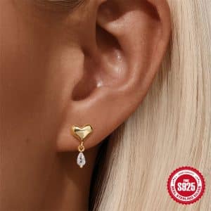 Women's Heart Trendy Water Drop Zircon Earrings