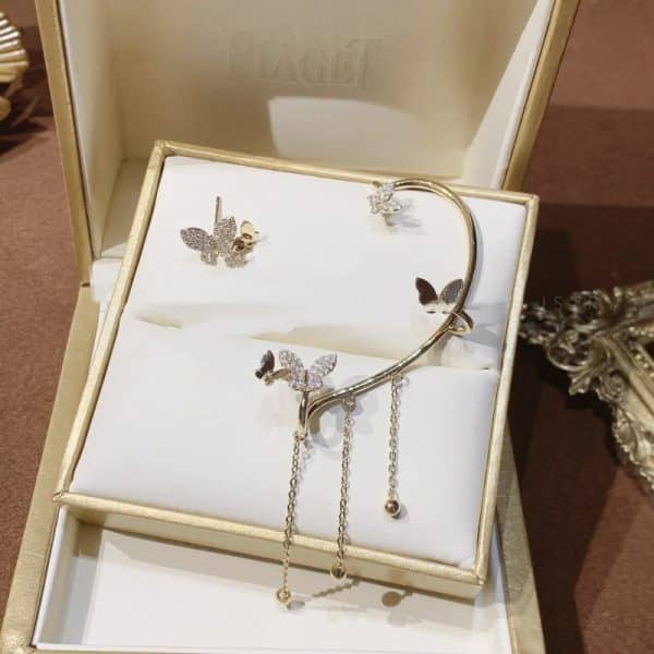 Silver Needle Micro-Set Asymmetric Butterfly Ear Cuff