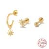 Sterling Silver Earrings Set Sun Flower Stars