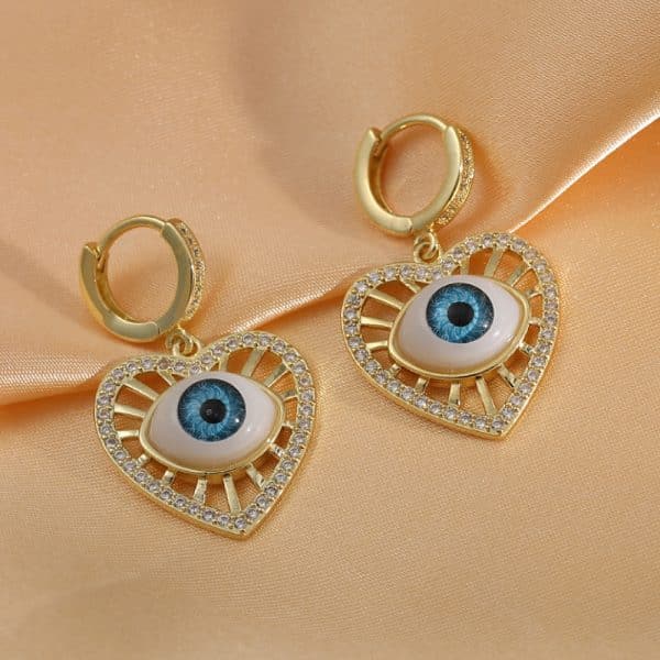Personalized Blue Eye Color Preserving Bronze Micro Set Earrings