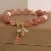 Freshwater Pearl Strawberry Quartz Bracelet Women
