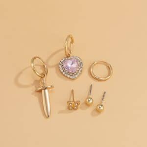 Retro Temperament Micro-set Rhinestone Love Cross Earrings