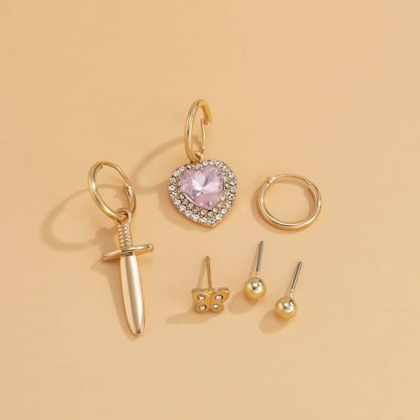 Retro Temperament Micro-set Rhinestone Love Cross Earrings