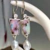 Vintage Geometric Long Turquoise Moonstone Drop Earrings