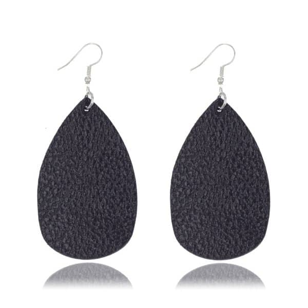 Bucket-shaped Leather Double-sided Water Drop Earrings