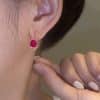 Cross-border Hot Selling New Russian Fashion Rose Redstone Hollow Stud Earrings Pendant Suit