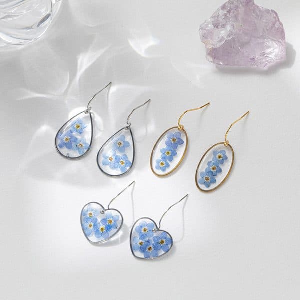 Dried Resin Water Drop Earrings