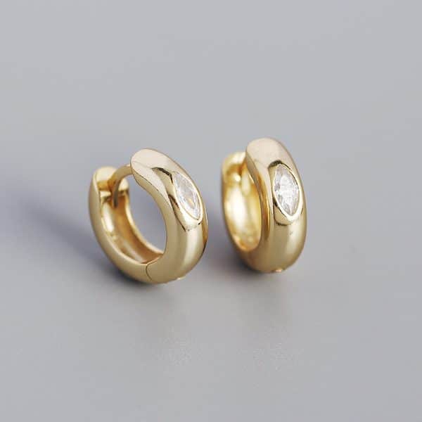 Geometric Circle Horse Eye Zircon Stud Earrings