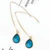 Water Drop Vintage Long Crystal Glass Earrings