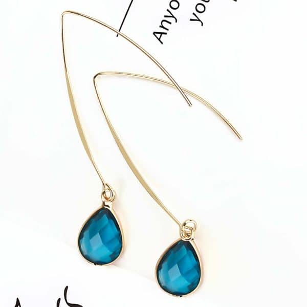 Water Drop Vintage Long Crystal Glass Earrings