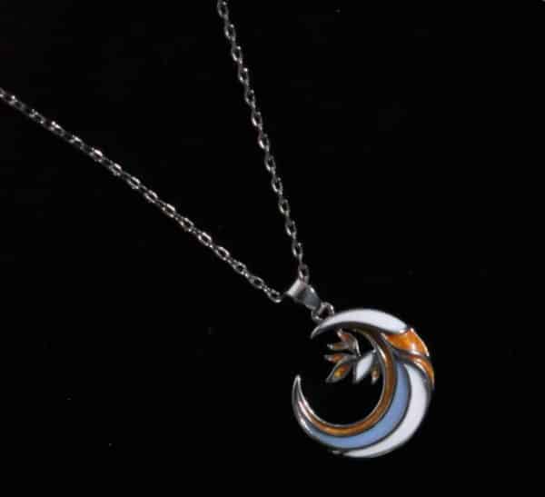 Handmade Enamel Crescent Necklace Original Clavicle