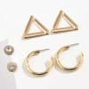 Mix And Match Simple Geometric C-shaped Half Hoop Earrings Set