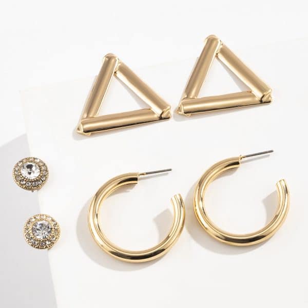 Mix And Match Simple Geometric C-shaped Half Hoop Earrings Set