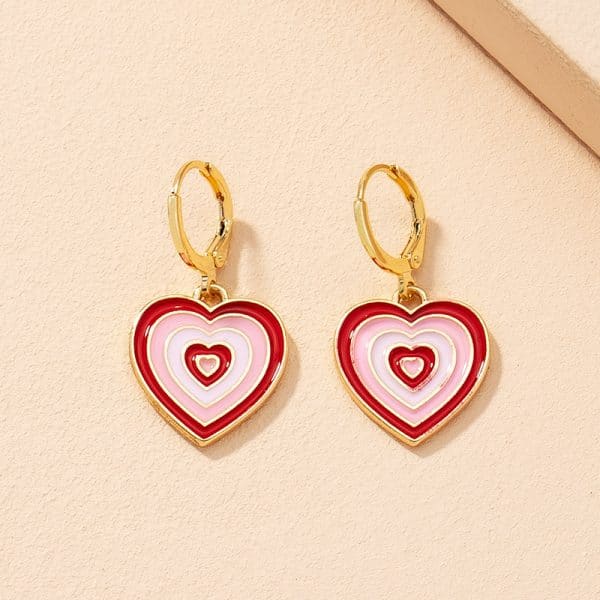 Alloy Drop Oil Love Earrings Female Retro Personality