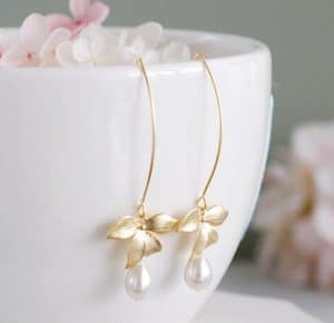 Leaf Drop Pearl Earrings Simple Art Jewelry