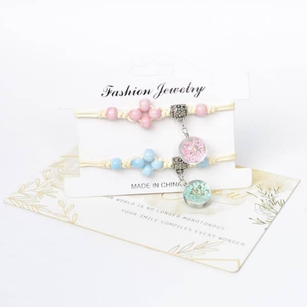 Glass Dried Flower Bracelet Real Flower Lace Flower