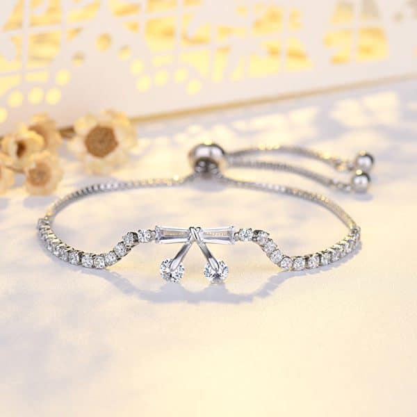 Bow Micro Inlaid Zircon Adjustable Beads Bracelet