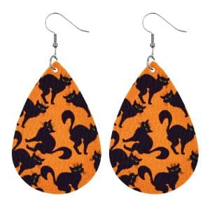 Ghost Festival Pumpkin Skull Water Drop PU Earrings