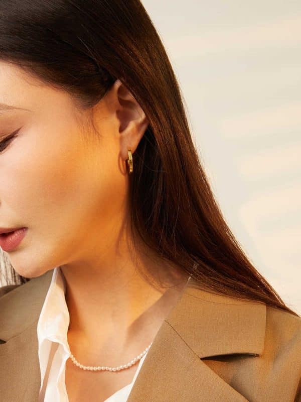 Gold Pigment Ring Earrings Female Circle Ear Studs