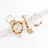 Simple Temperament Stitching Rice Bead Butterfly Earrings Set