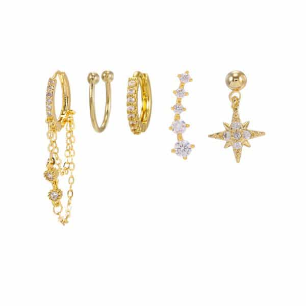 Simple And Fashionable Zircon Tassel Earrings Set
