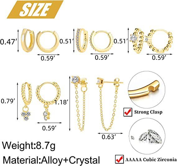 5 Pairs Gold And Silver Ring Earrings Set
