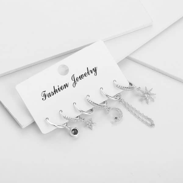 Moon Star Set Ear Clip Earrings