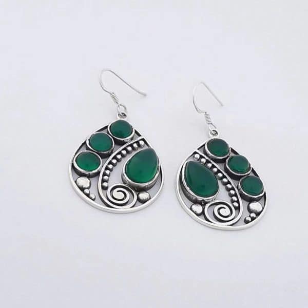 Artistic Retro Bohemian Drop-shaped Emerald Earrings