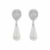 Diamond Water Drop Pearl Eardrops Stud Earrings