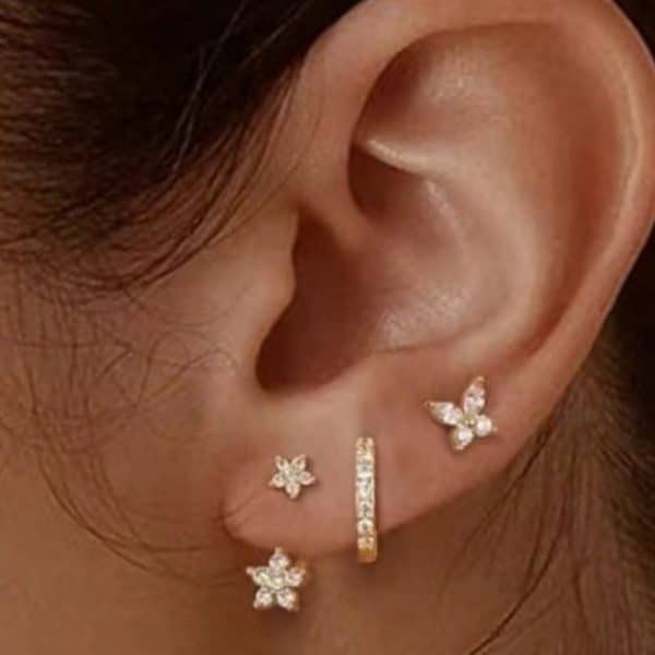 Inlaid Zircon XINGX Butterfly Cute Earrings Three-piece Set
