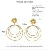 18K Gold Titanium Steel Multi-layer Circle Flower Earrings