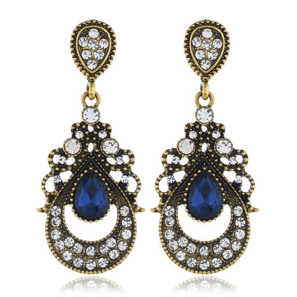 Drop-shaped Retro Alloy Diamond Earrings