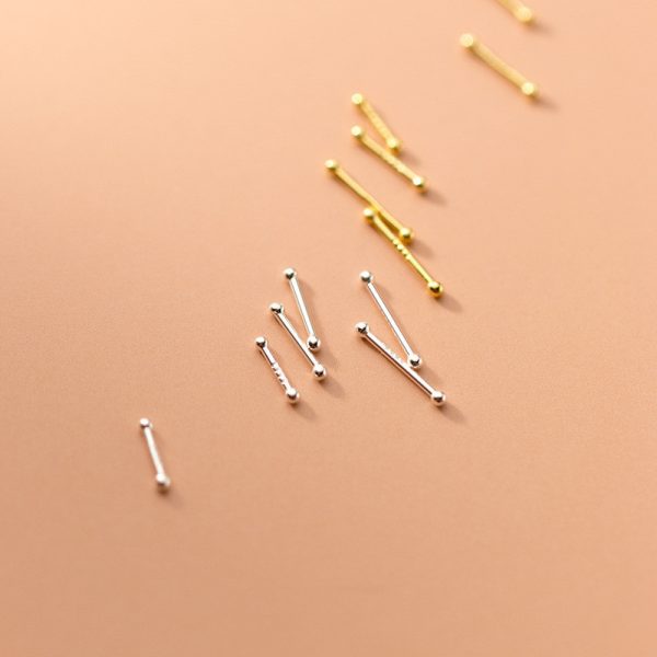 S999 Pure Silver Stud Earrings 4 Pairs Set Of Double-ended