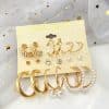Fashion Punk C-shaped Circle Pearl Set Earrings